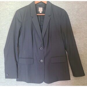 J Jill Blazer Women's Jacket Long Sleeve Career Office Casual 2 Button Navy